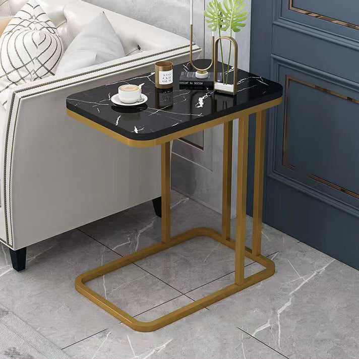 Minimalist Marble Grain Steel Frame End Table 1/2-Tier