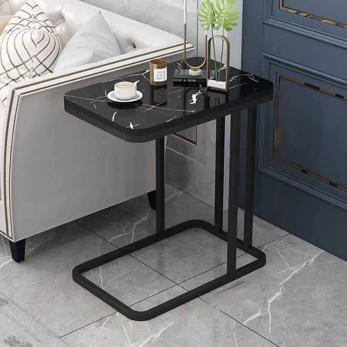 Minimalist Marble Grain Steel Frame End Table 1/2-Tier