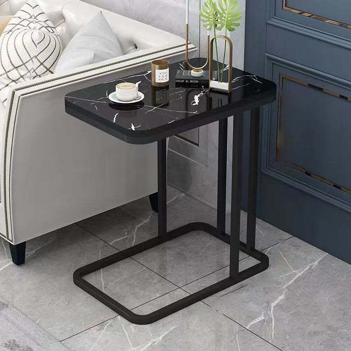 Minimalist Marble Grain Steel Frame End Table 1/2-Tier