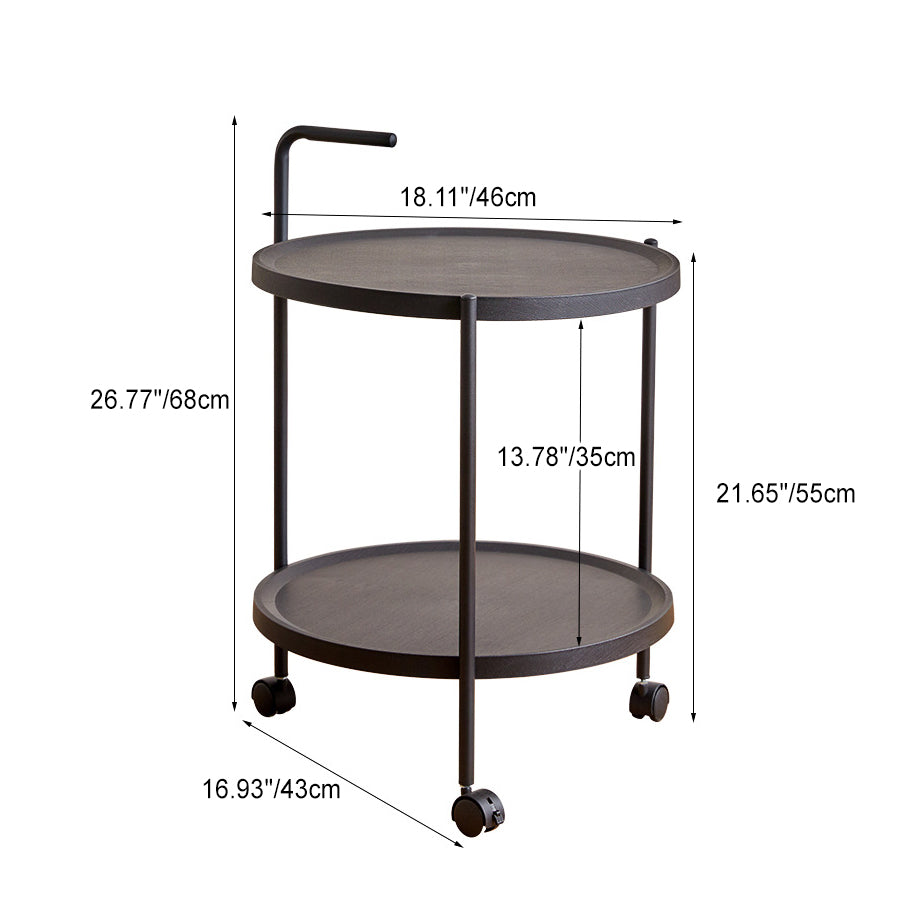 Minimalist Round Plastic Metal End Table — Without Armrest / Orange