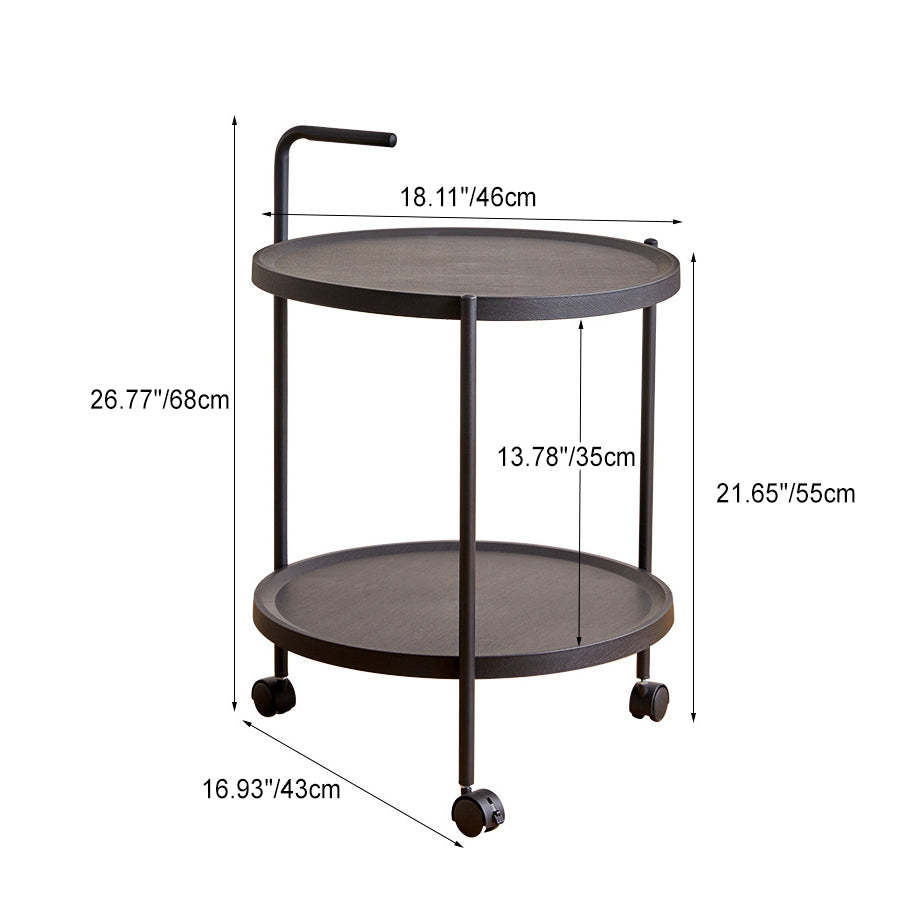 Minimalist Round Plastic Metal End Table — Without Armrest / Orange