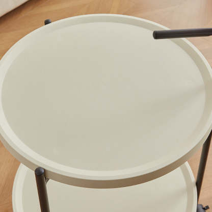 Minimalist Round Plastic Metal End Table — Without Armrest / Brown