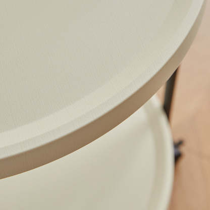 Minimalist Round Plastic Metal End Table — With Armrest / White