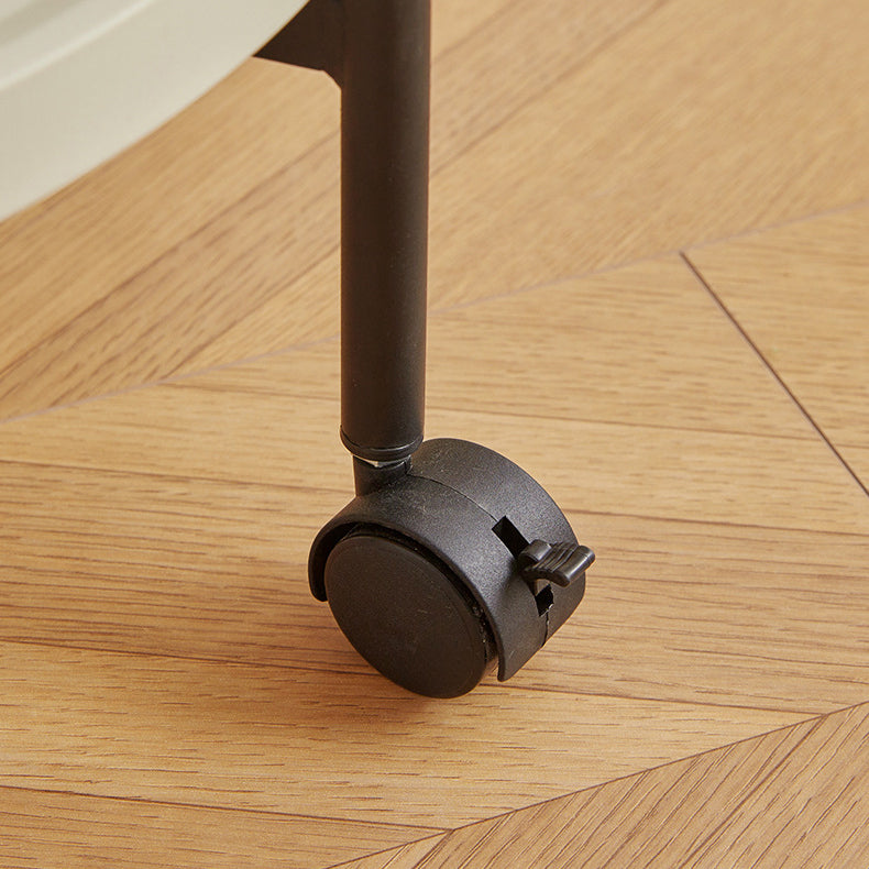 Minimalist Round Plastic Metal End Table — With Armrest / Orange