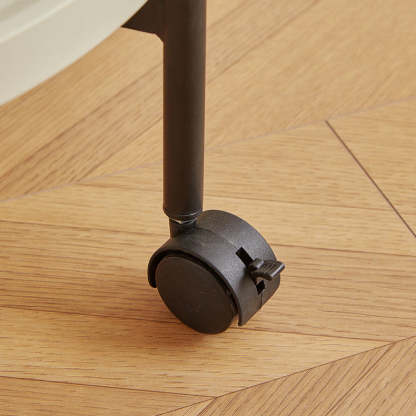 Minimalist Round Plastic Metal End Table — With Armrest / Orange