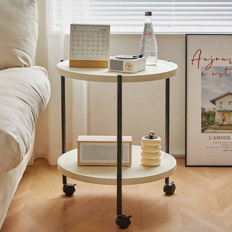 Minimalist Round Plastic Metal End Table — Without Armrest / Gray