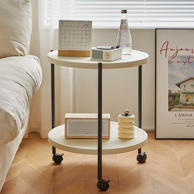 Minimalist Round Plastic Metal End Table — Without Armrest / Gray