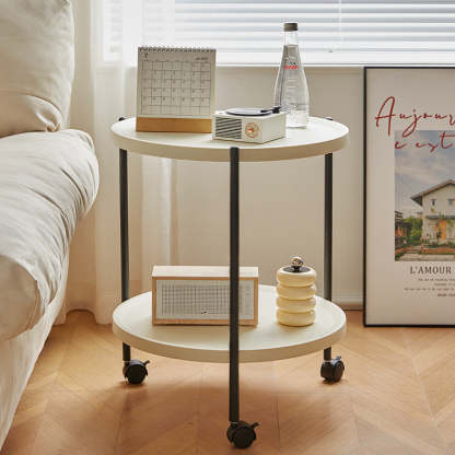 Minimalist Round Plastic Metal End Table — Without Armrest / Gray