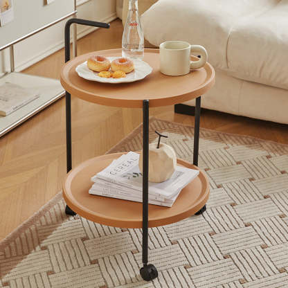 Minimalist Round Plastic Metal End Table — Without Armrest / Black