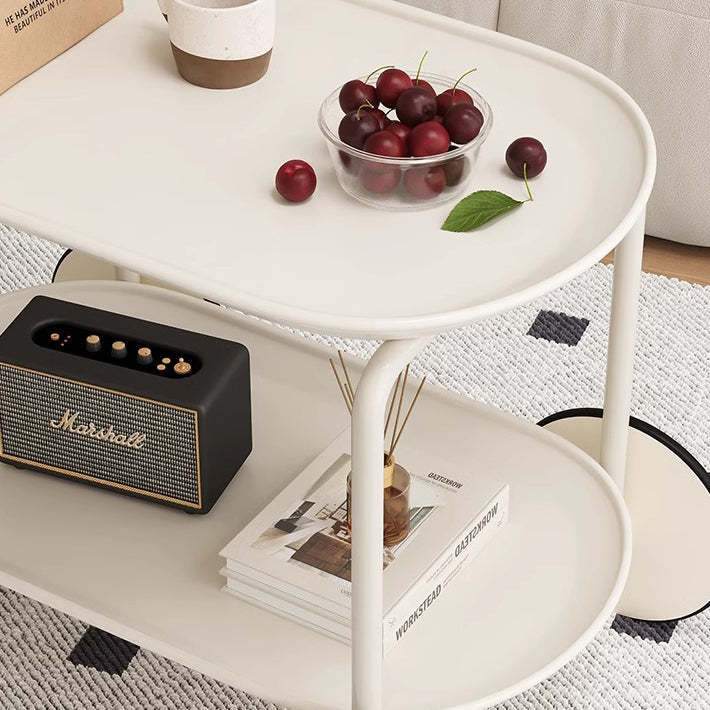 Minimalist Metal Plastic Oval End Table 2-Tier