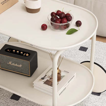 Minimalist Metal Plastic Oval End Table 2-Tier