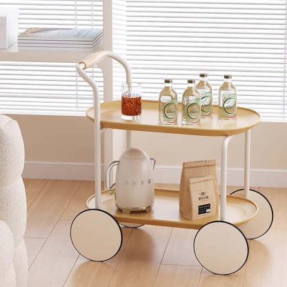 Minimalist Metal Plastic Oval End Table 2-Tier