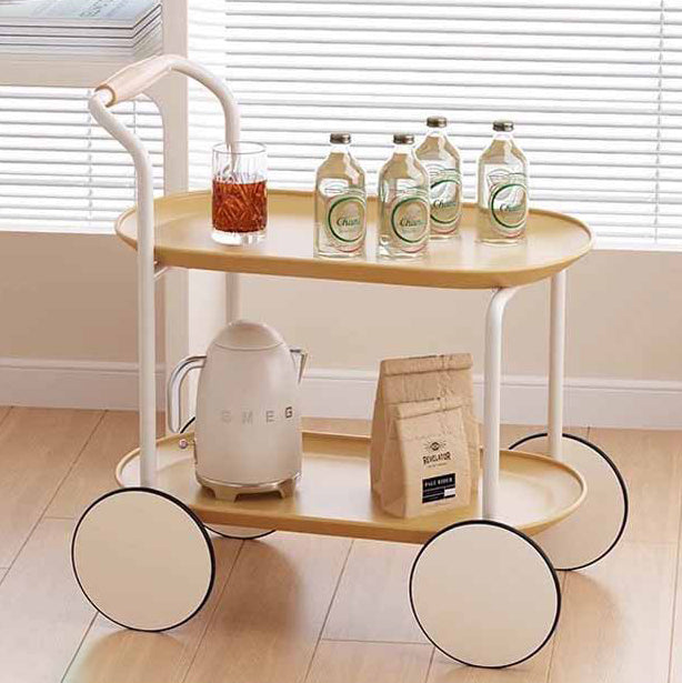 Minimalist Metal Plastic Oval End Table 2-Tier