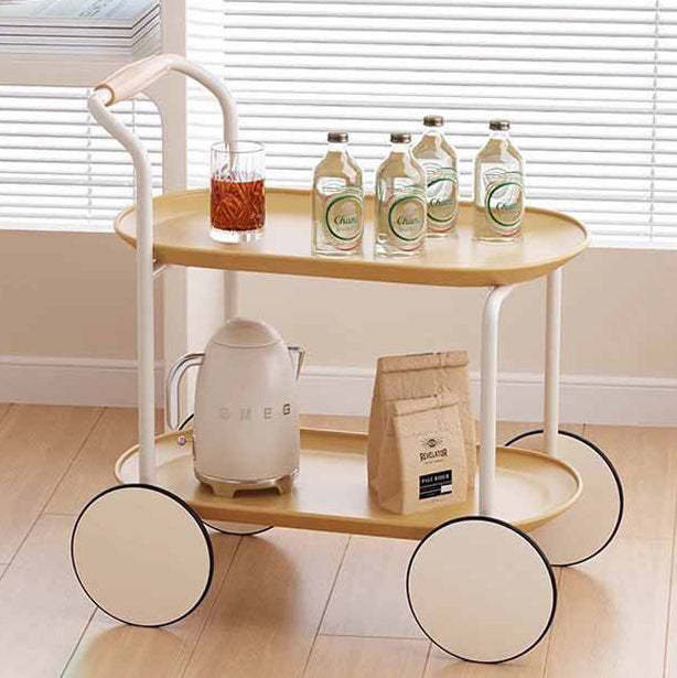 Minimalist Metal Plastic Oval End Table 2-Tier