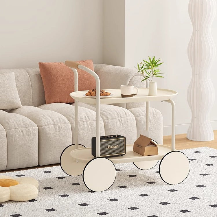 Minimalist Metal Plastic Oval End Table 2-Tier