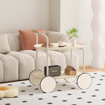 Minimalist Metal Plastic Oval End Table 2-Tier