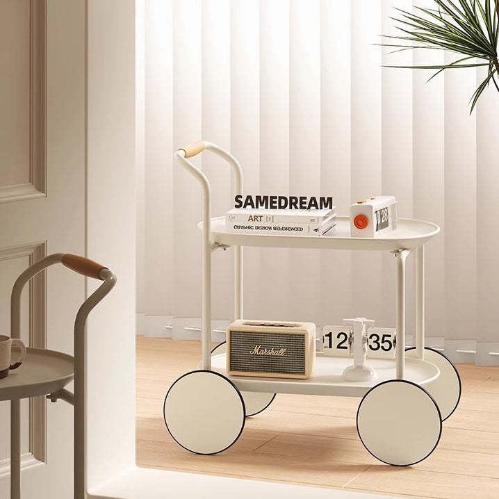 Minimalist Metal Plastic Oval End Table 2-Tier