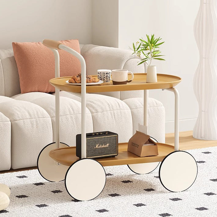 Minimalist Metal Plastic Oval End Table 2-Tier
