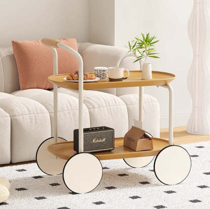 Minimalist Metal Plastic Oval End Table 2-Tier