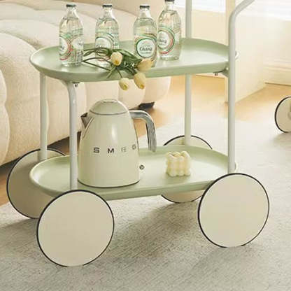 Scandinavian Oval Plastic Iron End Table — Beige
