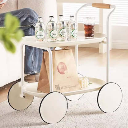 Scandinavian Oval Plastic Iron End Table