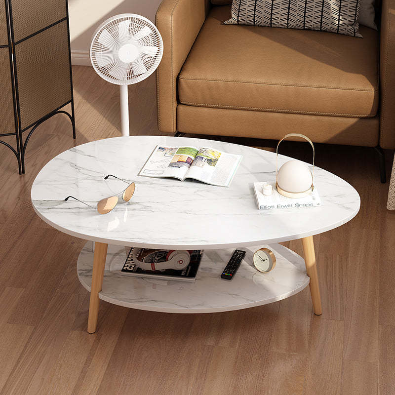 Minimalist Oval Wood Coffee Table
