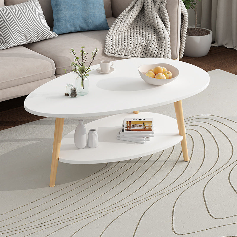 Minimalist Oval Wood Coffee Table — 2 / White