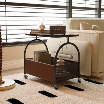 Nordic Rectangular Glass Iron Leather Coffee Table