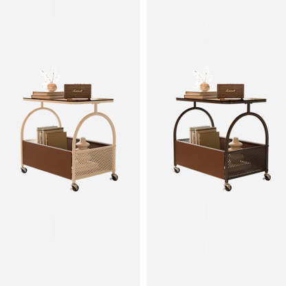 Nordic Rectangular Glass Iron Leather Coffee Table
