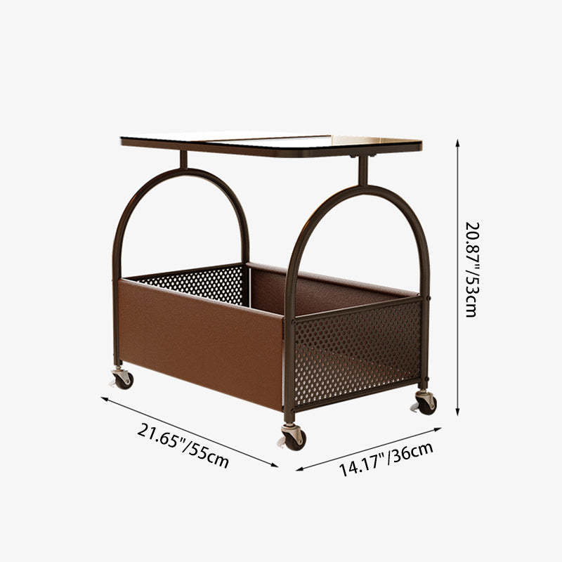 Nordic Rectangular Glass Iron Leather Coffee Table