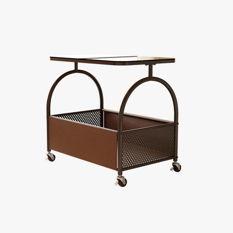 Nordic Rectangular Glass Iron Leather Coffee Table