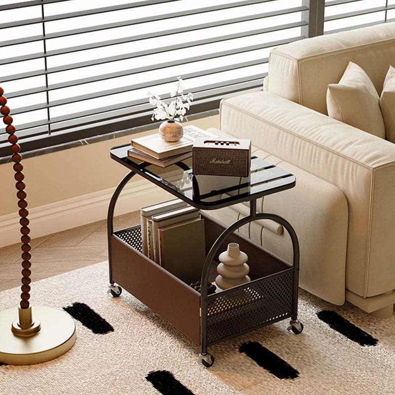 Nordic Rectangular Glass Iron Leather Coffee Table