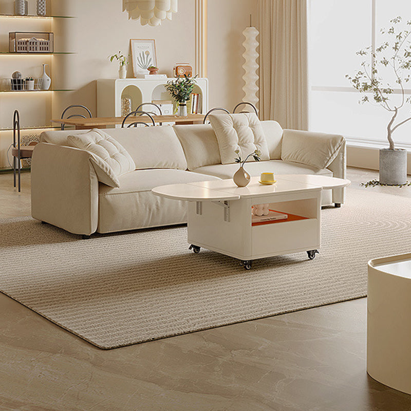 Contemporary Extendable Wood Rectangular Coffee Table 2-Tier