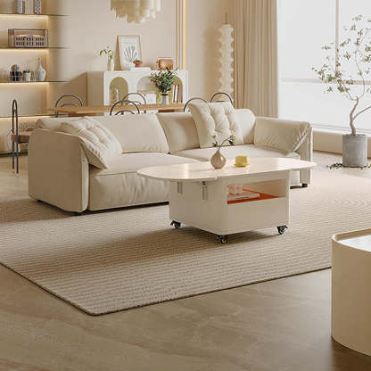 Contemporary Extendable Wood Rectangular Coffee Table 2-Tier