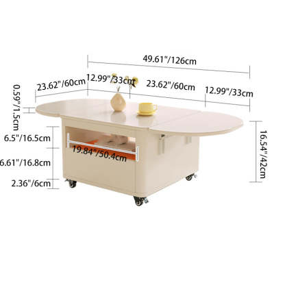 Contemporary Extendable Wood Rectangular Coffee Table 2-Tier