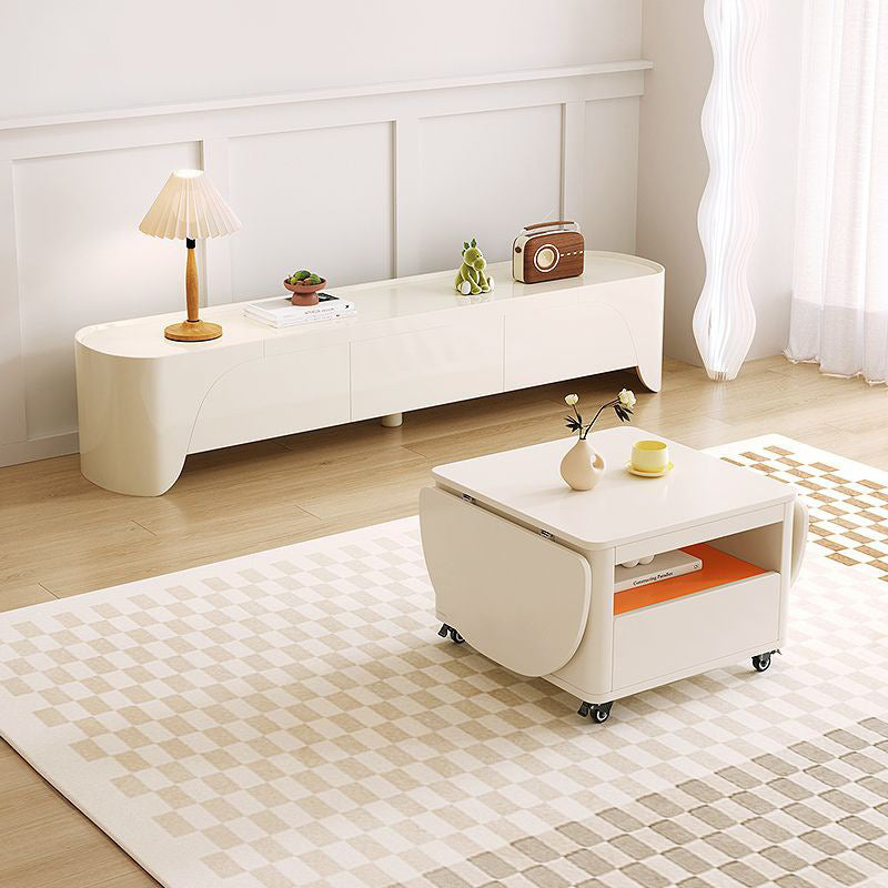 Contemporary Extendable Wood Rectangular Coffee Table 2-Tier