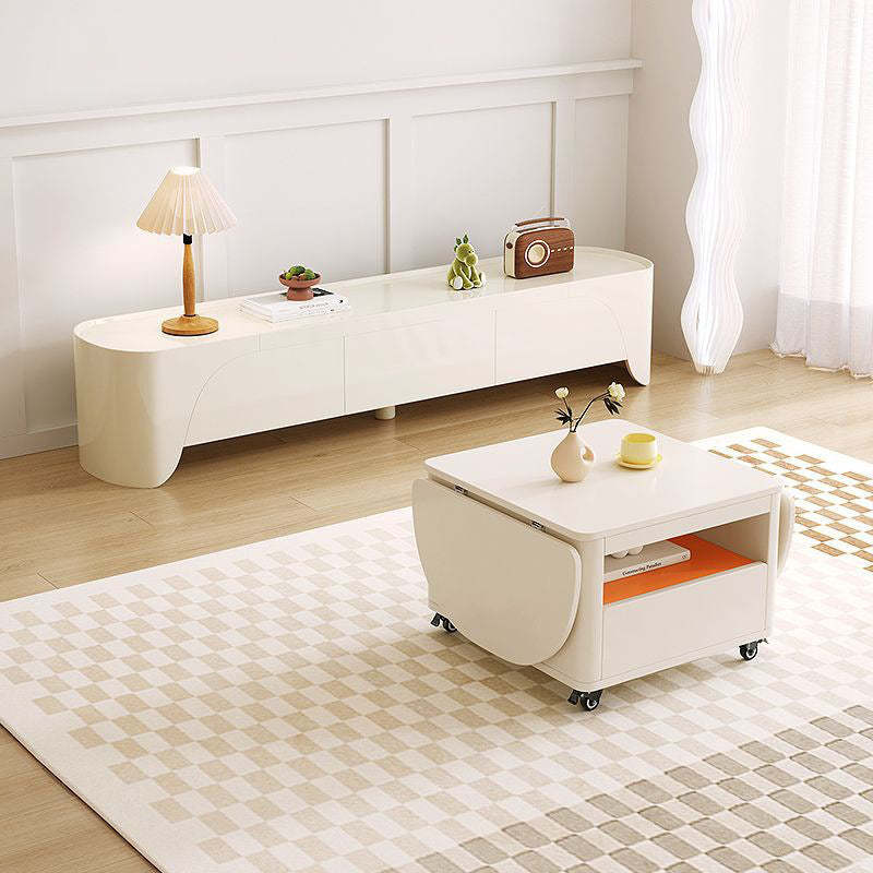 Contemporary Extendable Wood Rectangular Coffee Table 2-Tier