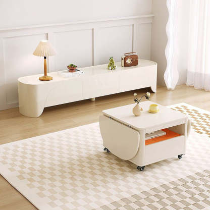 Contemporary Extendable Wood Rectangular Coffee Table 2-Tier