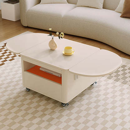 Contemporary Extendable Wood Rectangular Coffee Table 2-Tier