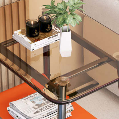 Nordic Glass Iron Fabric End Table