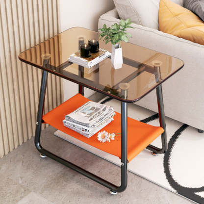 Nordic Glass Iron Fabric End Table — Tea Color