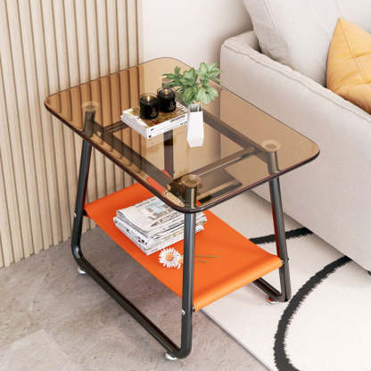 Nordic Glass Iron Fabric End Table