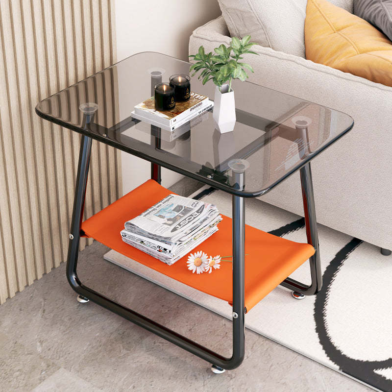 Nordic Glass Iron Fabric End Table — Gray