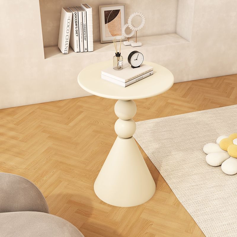 Scandinavian Iron Rock Slab End Table — White & Rock Slab