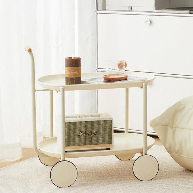 Scandinavian Oval Plastic 2-Tier Coffee Table — Yellow