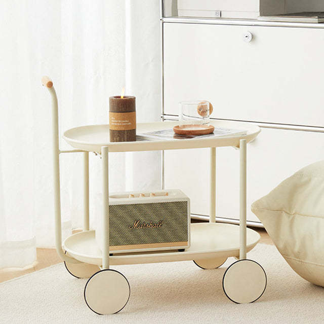 Scandinavian Oval Plastic 2-Tier Coffee Table — Yellow