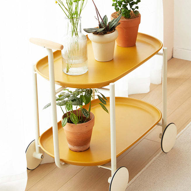 Scandinavian Oval Plastic 2-Tier Coffee Table — Beige