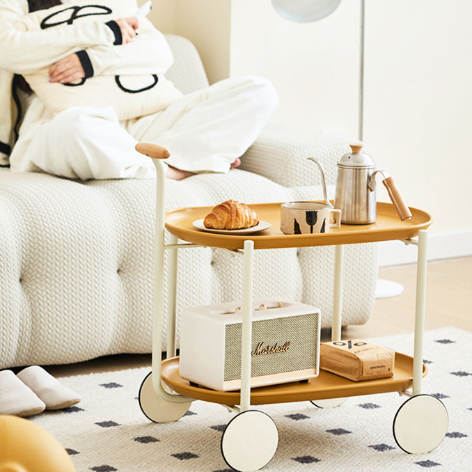 Scandinavian Oval Plastic 2-Tier Coffee Table — Green