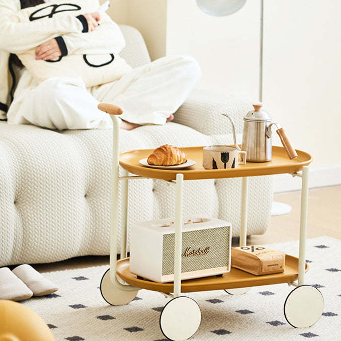 Scandinavian Oval Plastic 2-Tier Coffee Table — Green