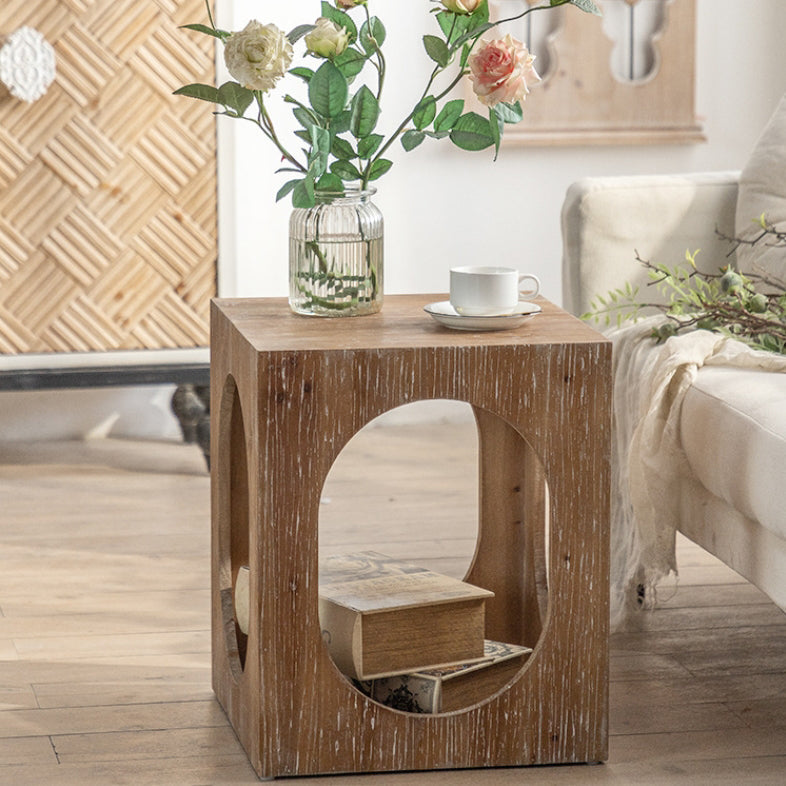 Japanese Square Wood End Table - Traditional